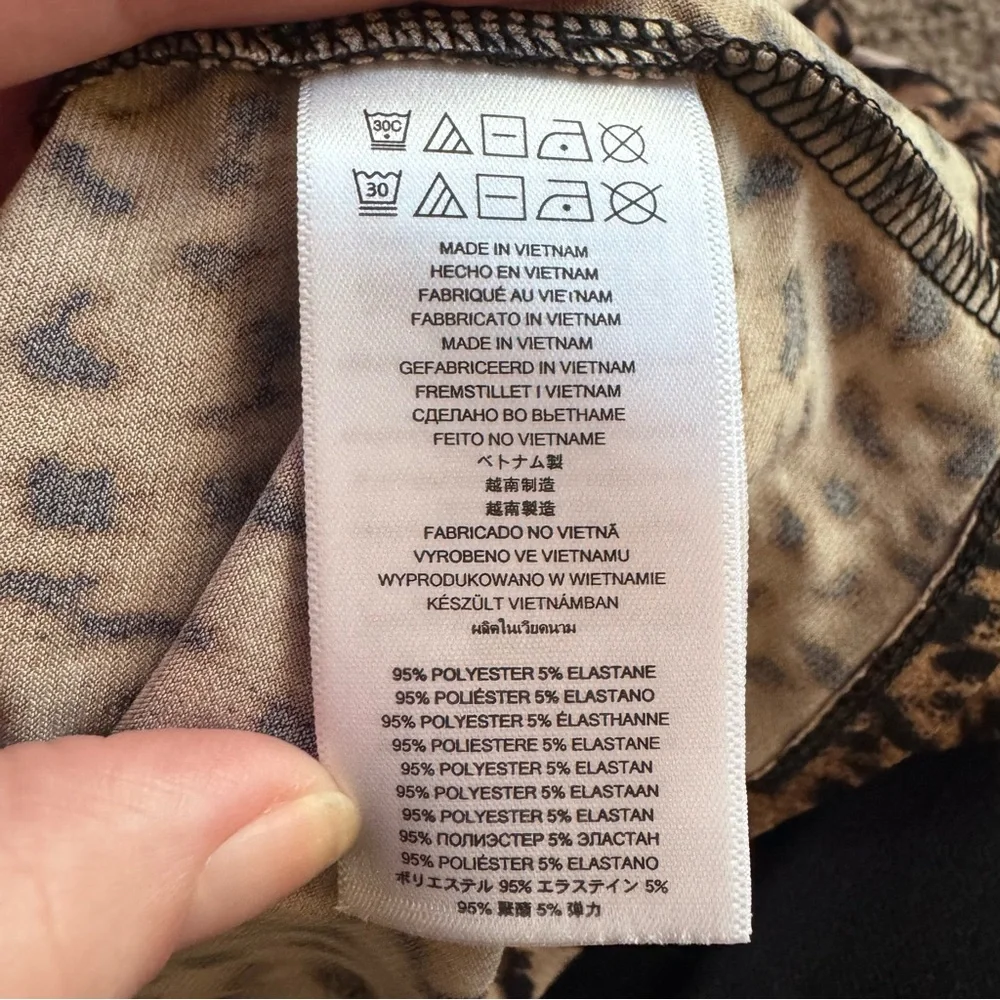 Michael Kors Logo Plate Faux Wrap Leopard Print Dress
